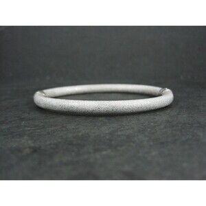 Textured Sterling Bangle Bracelet Italian Sterling Silver 7 Inches